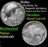 Hobo Superb Artistry Wonderful Rim Work Buffalo Nickel 5c Grades Hand Carved