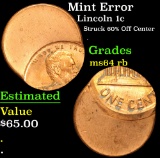 Mint Error Struck 60% Off Center . Lincoln Cent 1c Grades Choice Unc RB