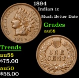 1894 Much Better Date . Indian Cent 1c Grades Choice AU/BU Slider