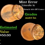 Mint Error Struck 50% Off Center . Lincoln Cent 1c Grades Select Unc BN