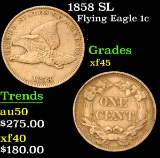 1858 SL . . Flying Eagle Cent 1c Grades xf+