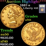***Auction Highlight*** 1887-s . . Gold Liberty Eagle $10 Graded xf+ By USCG (fc)
