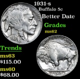 1931-s Better Date . Buffalo Nickel 5c Grades Select Unc
