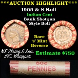 ***Auction Highlight*** Indian 1c Shotgun Roll, 1909 end, KEY date 's' mint on the other, Wow! (fc)