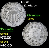 1882 . . Shield Nickel 5c Grades vf++