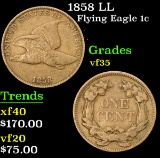 1858 LL . . Flying Eagle Cent 1c Grades vf++