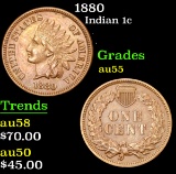 1880 . . Indian Cent 1c Grades Choice AU