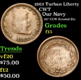 1863 Turban Liberty Our Navy 90¡ CCW Rotated Die Civil War Token 1c Grades f+