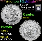 *Auction Highlight* 1891-p Scarce in this grade . Morgan Dollar $1 Graded Choice Unc By USCG (fc)
