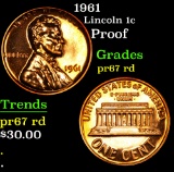 1961 proof . Lincoln Cent 1c Grades Gem++ Proof Red