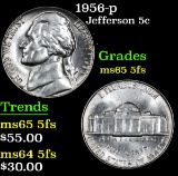 1956-p . . Jefferson Nickel 5c Grades GEM 5fs