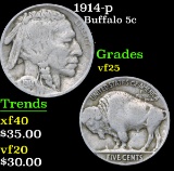 1914-p . . Buffalo Nickel 5c Grades vf+