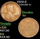 1924-d . . Lincoln Cent 1c Grades f+