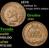 1879 Tough 1870's Indian . Indian Cent 1c Grades xf+