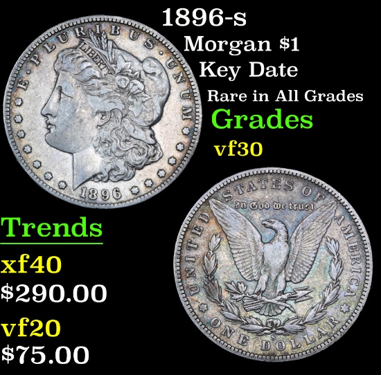 1896-s Key Date Rare in All Grades Morgan Dollar $1 Grades vf++
