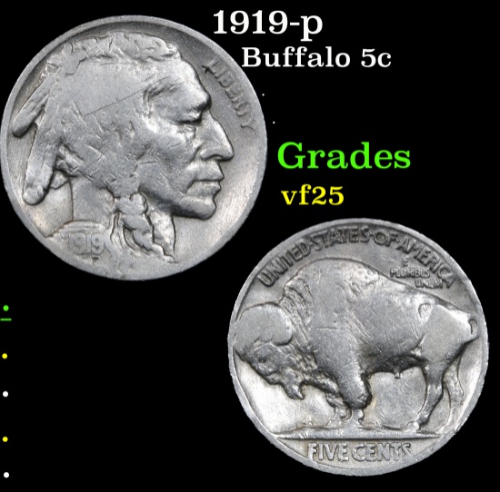1919-p . . Buffalo Nickel 5c Grades vf+