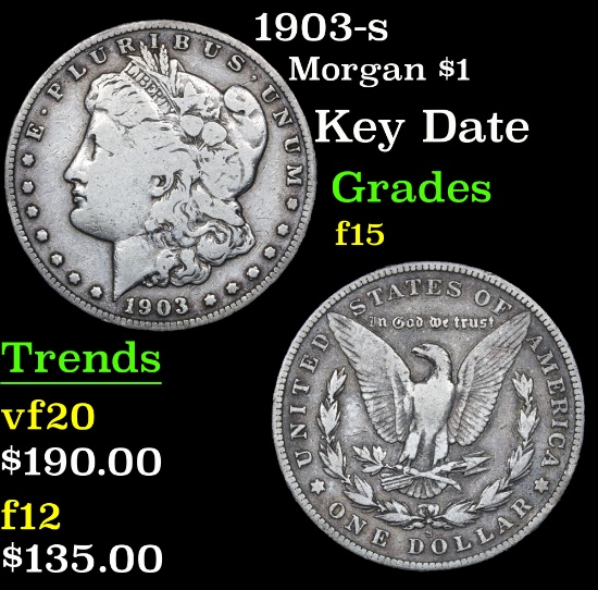 1903-s Key Date . Morgan Dollar $1 Grades f+