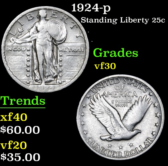 1924-p . . Standing Liberty Quarter 25c Grades vf++