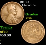 1913-s Lincoln Cent 1c Grades vf+