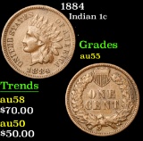 1884 Indian Cent 1c Grades Choice AU