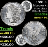 1881-s Ultra clean PQ for the Grade Morgan Dollar $1 Grades GEM+ PL