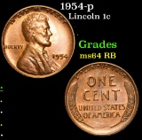1954-p Lincoln Cent 1c Grades Choice Unc RB