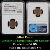 NGC Mint Error Lincoln Cent 1c Graded ms66 BN by NGC