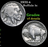 1931-s Buffalo Nickel 5c Grades vf details