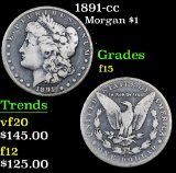 1891-cc . . Morgan Dollar $1 Grades f+