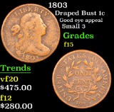 1803 Draped Bust Large Cent 1c Grades f+