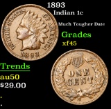 1893 Indian Cent 1c Grades xf+