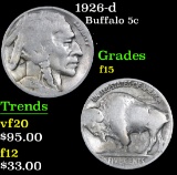 1926-d . . Buffalo Nickel 5c Grades f+