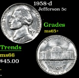 1958-d . . Jefferson Nickel 5c Grades GEM+ Unc