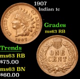 1907 Indian Cent 1c Grades Select Unc RB