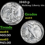 1943-p . . Walking Liberty Half Dollar 50c Grades Choice Unc