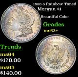 1883-o Rainbow Toned Beautiful Color . Morgan Dollar $1 Grades Select+ Unc