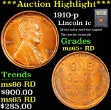 ***Auction Highlight*** 1910-p Lincoln Cent 1c Graded Gem+ Unc RD by USCG (fc)