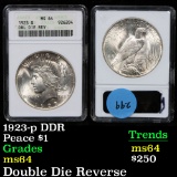 ANACS 1923-p DDR Peace Dollar $1 Graded ms64 by ANACS