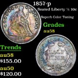 1857-p Seated Liberty Half Dime 1/2 10c Grades Choice AU/BU Slider