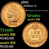 1901 Indian Cent 1c Grades GEM Unc RB