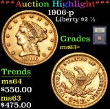 ***Auction Highlight*** 1906-p . . Gold Liberty Quarter Eagle $2 1/2 Graded Select+ Unc By USCG (fc)