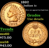 1892 Indian Cent 1c Grades Unc Details