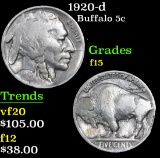 1920-d . . Buffalo Nickel 5c Grades f+