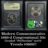 *Auction Highlight* 1989-d Congress Modern Commem Half Dollar 50c Graded ms70, Perfection by USCG fc