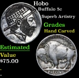 Hobo Buffalo Nickel 5c Grades Hand Carved