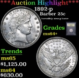 ***Auction Highlight*** 1892-p Barber Quarter 25c Graded Choice+ Unc by USCG (fc)