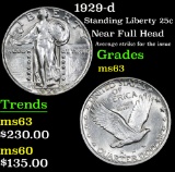 1929-d Near Full Head Average strike for the issue Standing Liberty Quarter 25c Grades Select Unc