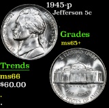 1945-p . . Jefferson Nickel 5c Grades GEM+ Unc