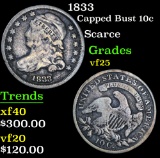 1833 Capped Bust Dime 10c Grades vf+