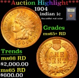 ***Auction Highlight*** 1904 Indian Cent 1c Graded Gem+ Unc RD by USCG (fc)